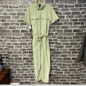 BDG Urban Outfitters green zip front jumpsuit tie waist